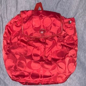 VIBRANT red COACH drawstring backpack!